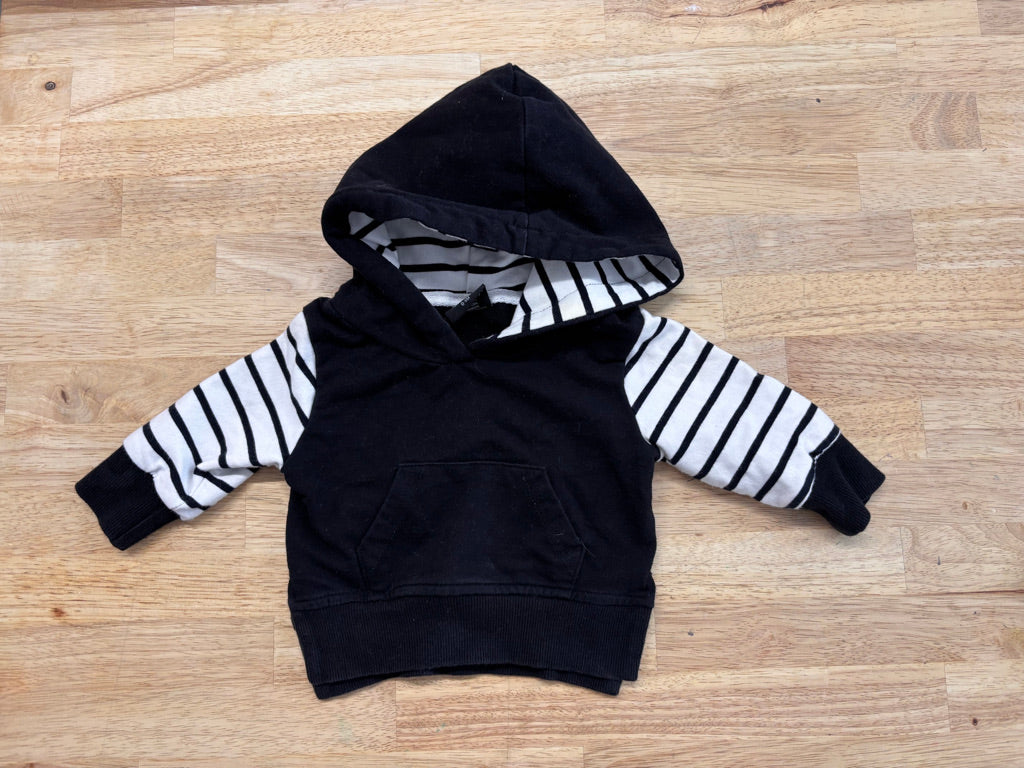 Little Bipsy Hoodie – 0–3 Months Black & White