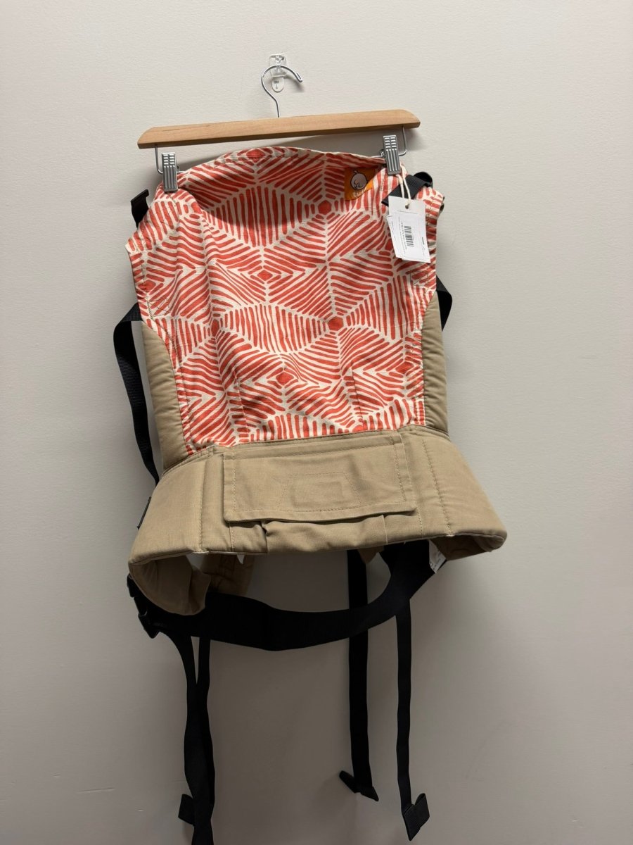 Tula Standard Structured Carrier – One Size | Cream Orange Hatch Print Light Brown Belt 2015 - Nest and Sprout-Consignment