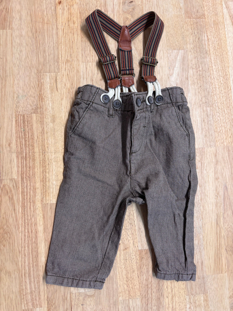 Joe Fresh Plaid Suspender Pants – Size 3-6M