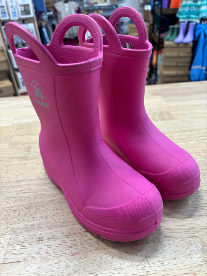 Kamik Pink Rain Boots with Handles | Size 12