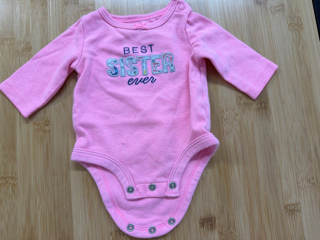 Carter's Best Sister Ever Bodysuit – Newborn | Pink Long Sleeve | Play - Nest and Sprout-Consignment