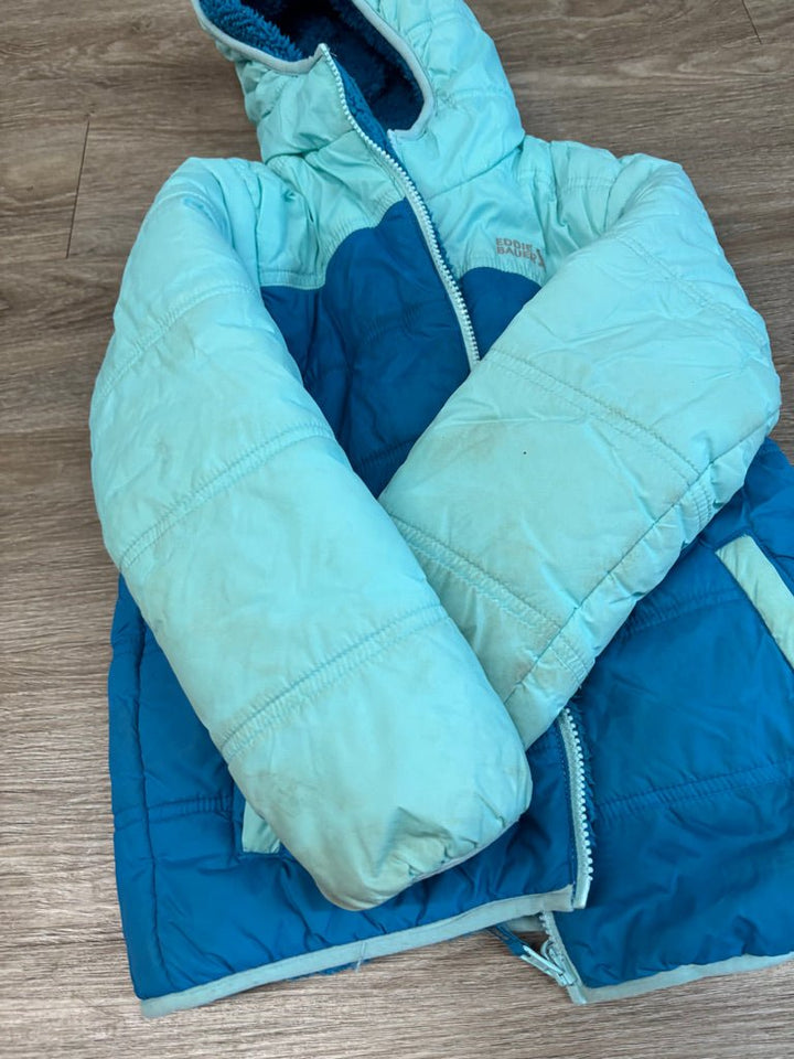 Eddie Bauer Reversible Blue Puffer Sherpa Jacket | Size 7/8 - Nest and Sprout-Consignment