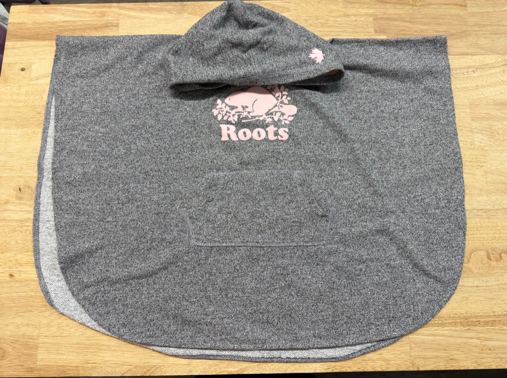 Roots Kids Poncho – L/XL | Grey Pink Beaver Logo (71x54cm)