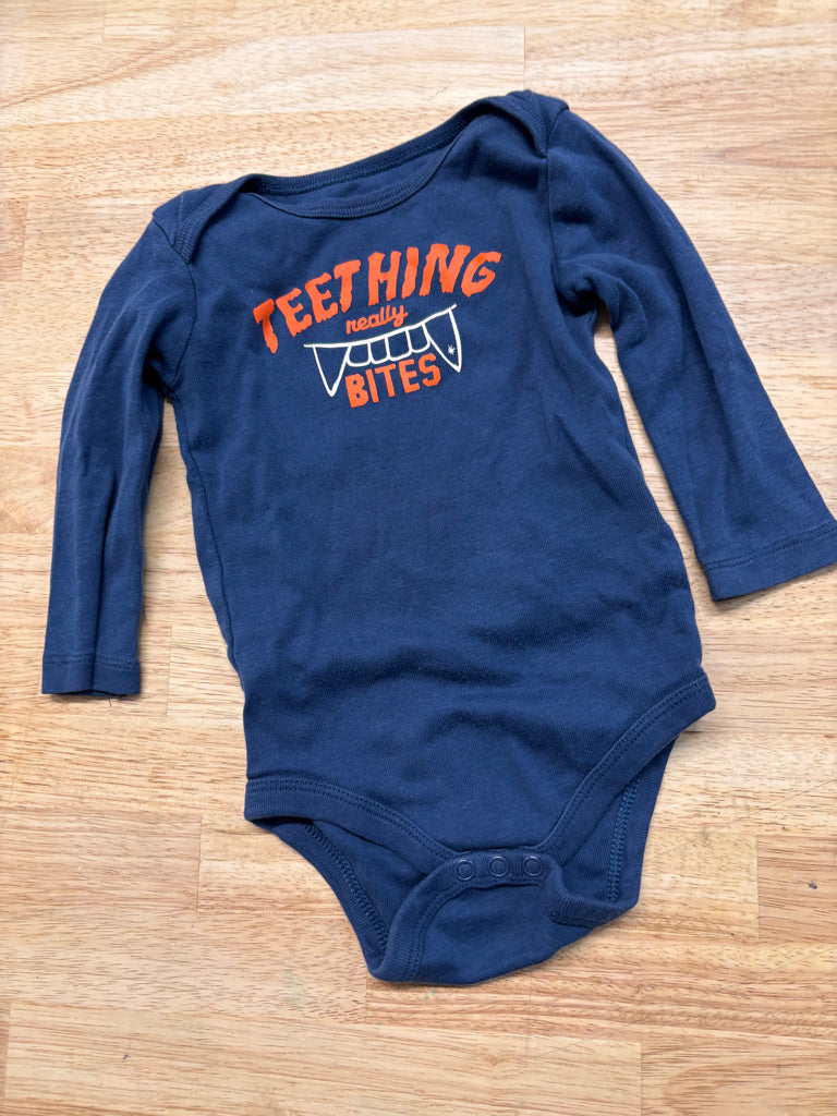 Joe Fresh Bodysuit – Size 6-12M (Long Sleeve, Teething Bites, Halloween)