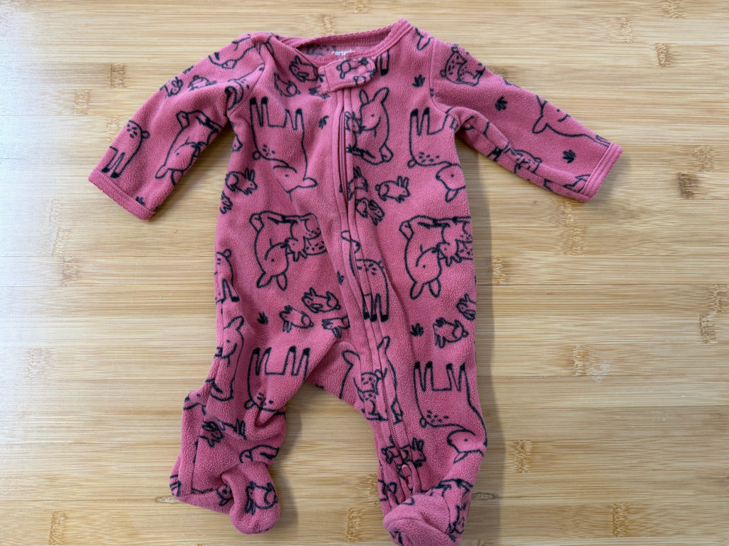 Carter's Sleeper – Newborn | Salmon Fawn Print Two-Way Zip
