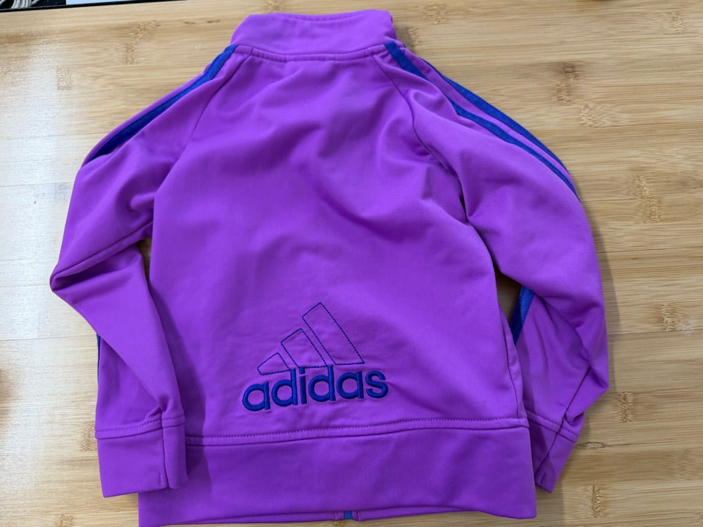 Adidas Zip-Up Track Jacket – 4 | Light Purple & Purple Stripes - Nest and Sprout-Consignment
