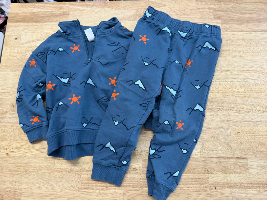 Carter's Quarter Zip and Jogger Set – 4T | Blue | Mountain and Sun Print