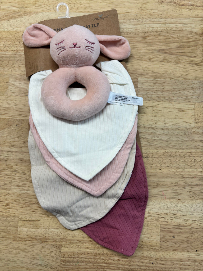 Dream Grow 5-Piece Bib & Rattle Set – One Size NWT