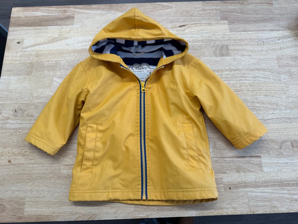 Hatley Rain Jacket – 2T | Yellow, Terry Lining - Nest and Sprout - Consignment