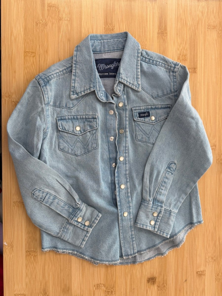 Wrangler Denim Button-Up Shirt – 3-4 (XS) - Nest and Sprout-Consignment