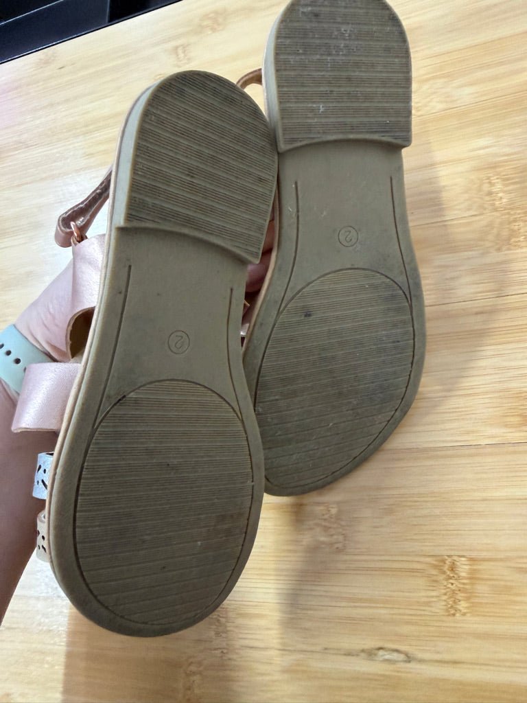 Rachel Shoes Decorative Sandals – Junior 2 | Gold Silver Rose Gold Bands - Nest and Sprout - Consignment