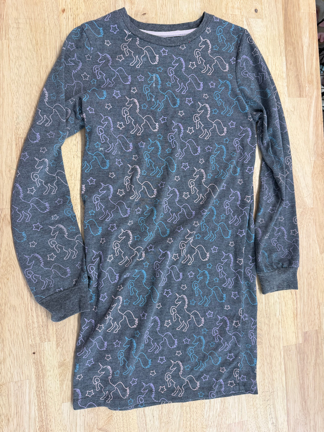Dex One-Piece Night Gown – 8 | Grey with Unicorn Print