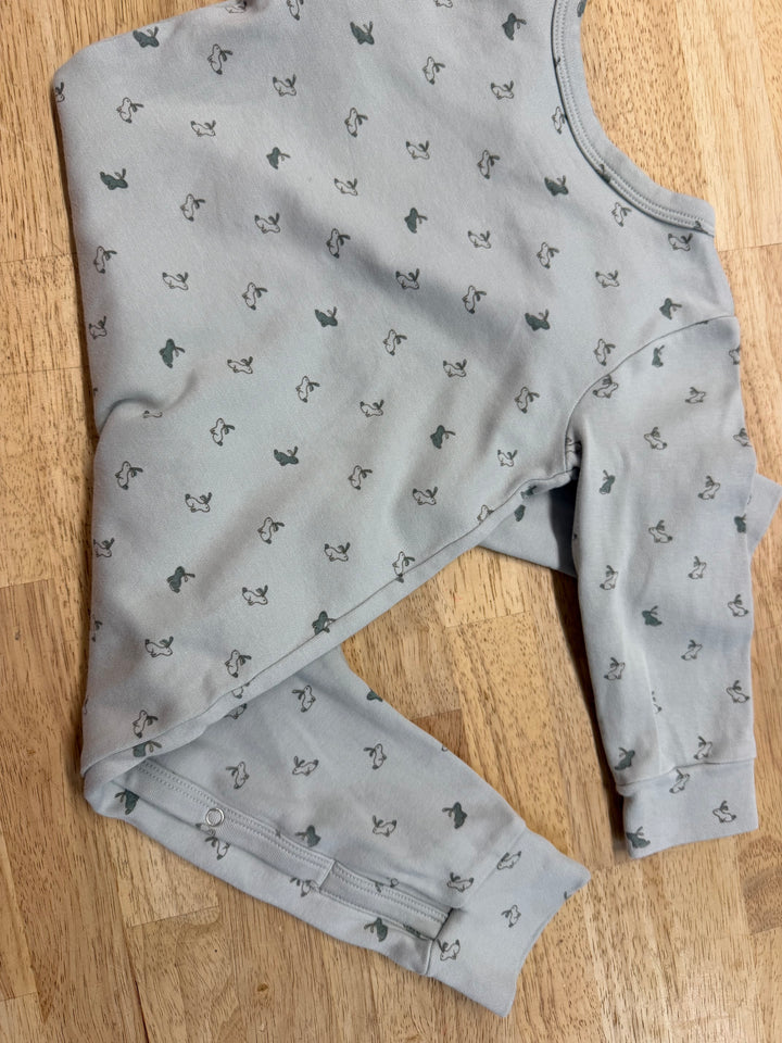 Pehr Rabbit Romper – 12–18M | Mint Green Side Snaps