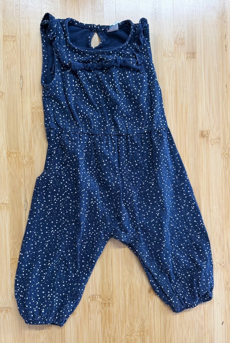 Topo Mini rOMPER – 80cm | Navy with White Speckle Pattern - Nest and Sprout-Consignment