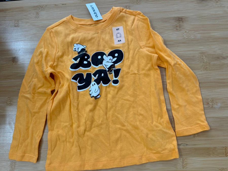 Old Navy Boo Ya Orange Long Sleeve Halloween Shirt – 4–5T | NWT | Holiday - Nest and Sprout-Consignment