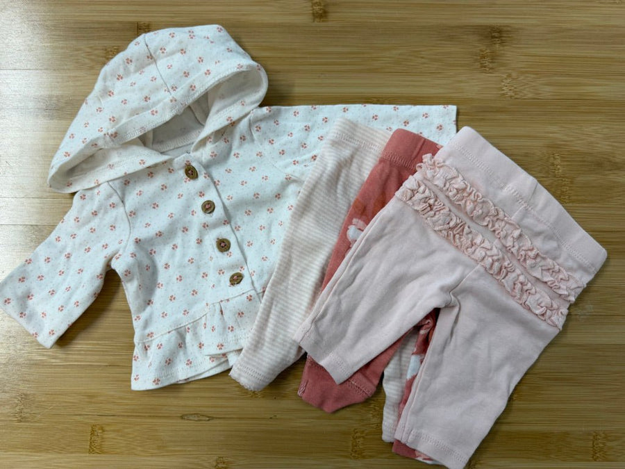 Carter's Coordinating 4-Piece Set – Newborn | Floral Hoodies & Leggings Girl - Nest and Sprout-Consignment