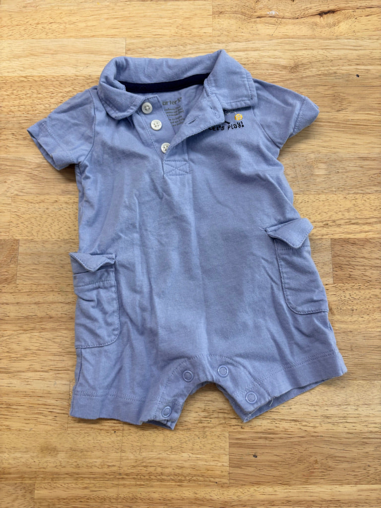 Carter’s Polo Romper – NB (Blue)
