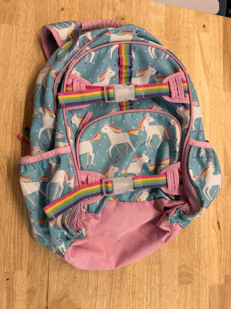 Pottery Barn Kids Unicorn Backpack – One Size | Light Blue Rainbow Freshly Laundered