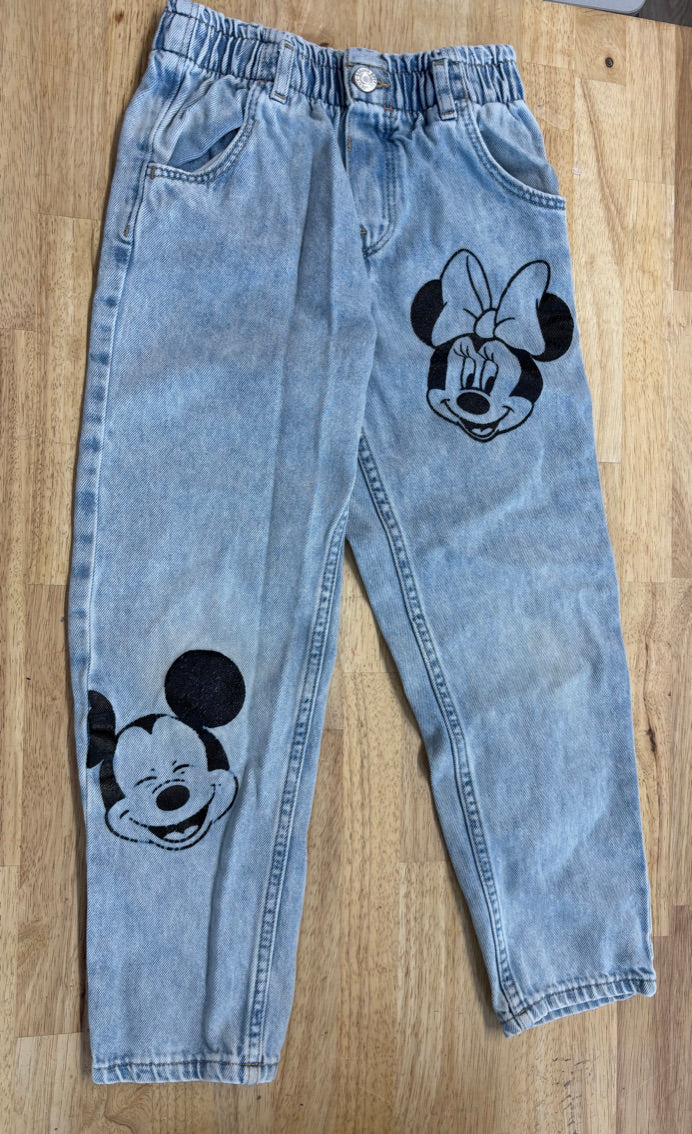 H&M Mickey & Minnie Paperbag Waist Jeans Light Wash | Size 6X