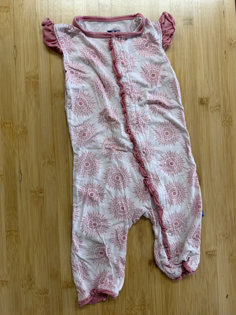 Kickee Pants Romper – 12-18 Months | Light Pink | Mandala Print | Viscose - Nest and Sprout-Consignment