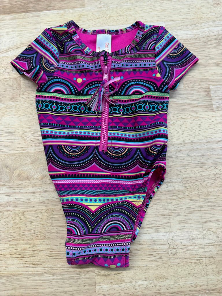 Cat & Jack One - Piece Swimsuit – 9M | Fuchsia Quarter Zip Snap Crotch - Nest and Sprout - Consignment