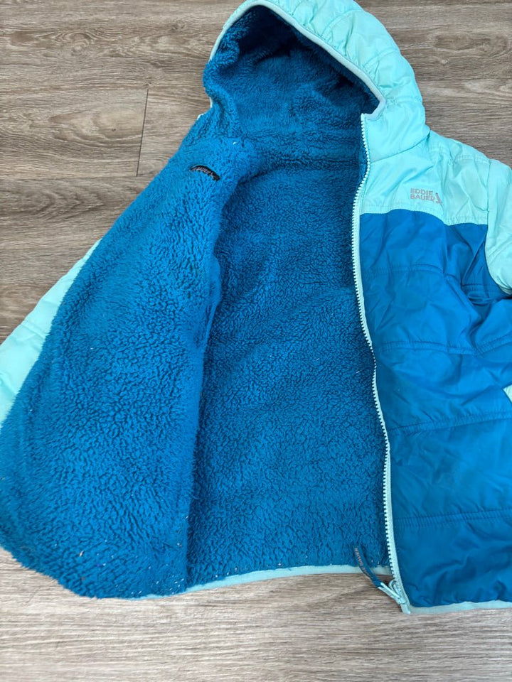 Eddie Bauer Reversible Blue Puffer Sherpa Jacket | Size 7/8 - Nest and Sprout-Consignment