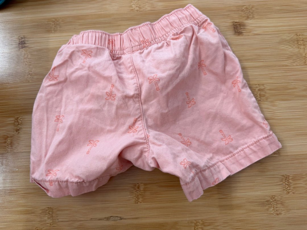 Carter's Palm Tree Shorts – 12M | Light Peach Elastic Waist