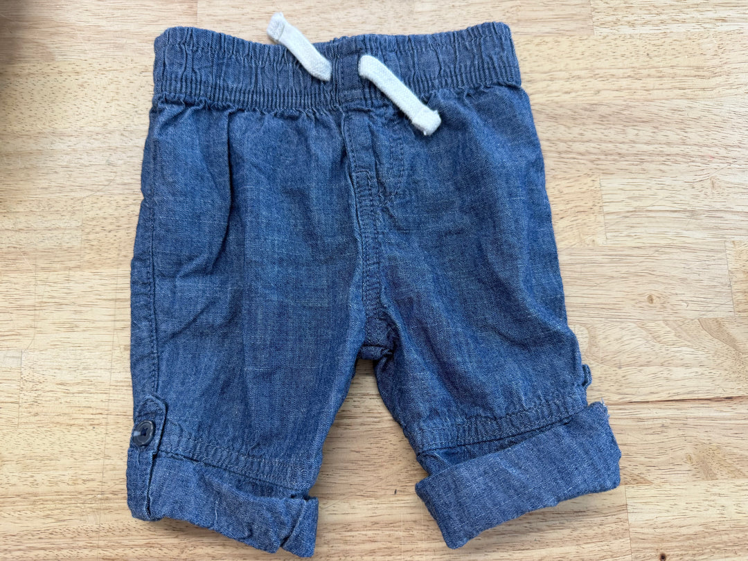 Joe Fresh Denim Shorts – 3–6M | Roll-Up Bermuda to Capri Length