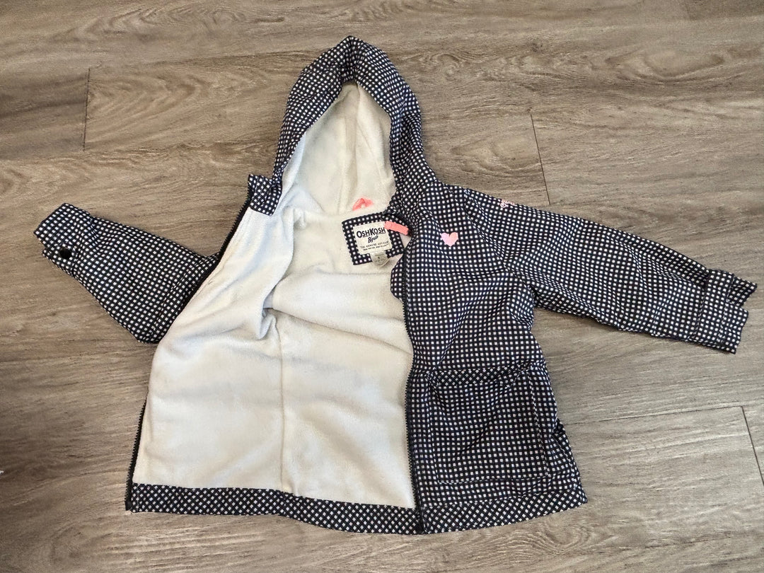 OshKosh Black Gingham Fleece-Lined Mid-Season Jacket | Size 6