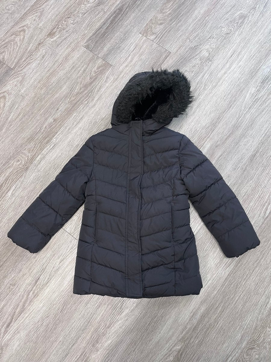 Children’s Place Long Quilted Puffer Jacket – Size 5/6 – Black - Nest and Sprout-Consignment