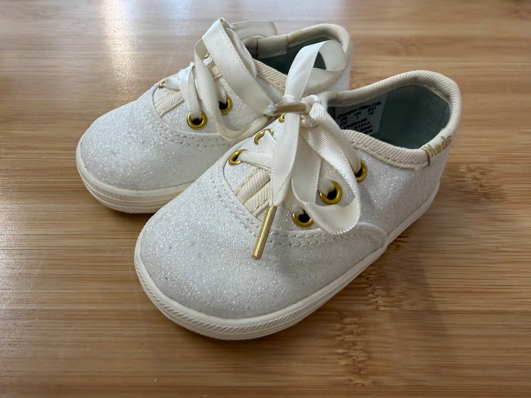 Keds x Kate Spade Glitter Canvas Sneakers – 2M | Ribbon Lace-Up Excellent