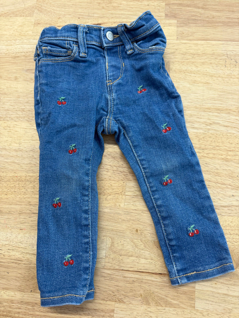 Old Navy Rockstar Cherry Print Jegging –18-24M | Medium Wash Adjustable Waist