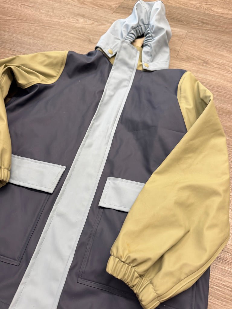 Wheat Kids Rain Jacket – Navy with Green and Blue Multi Tone - Nest and Sprout-Consignment