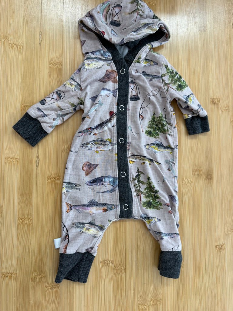 Fernweh Clothing Fishing Romper – Newborn–0–3M | Hooded - Nest and Sprout-Consignment