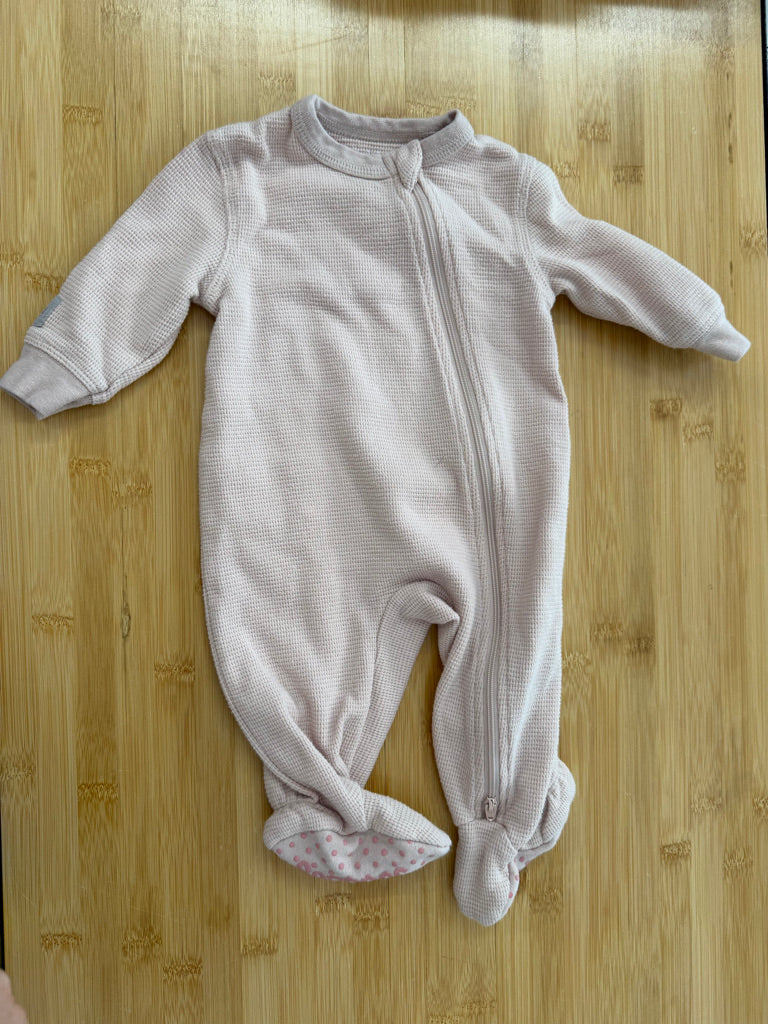Juddlies Waffle Knit Footed Sleeper – 0–3M | Light Pink