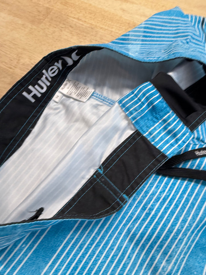 Hurley Swim Trunks – 14 | Blue Stripe Elastic Tie Waist No Mesh