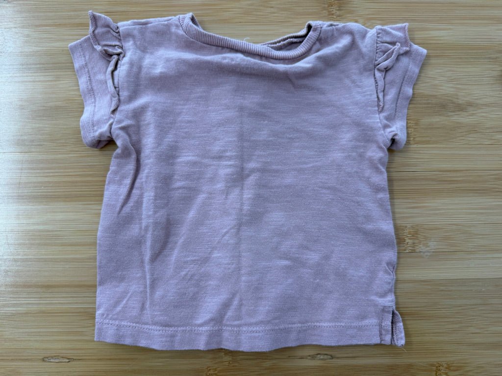 Little Planet by Carter's Ruffle Cap-Sleeve Shirt – 9M | Dusty Pink