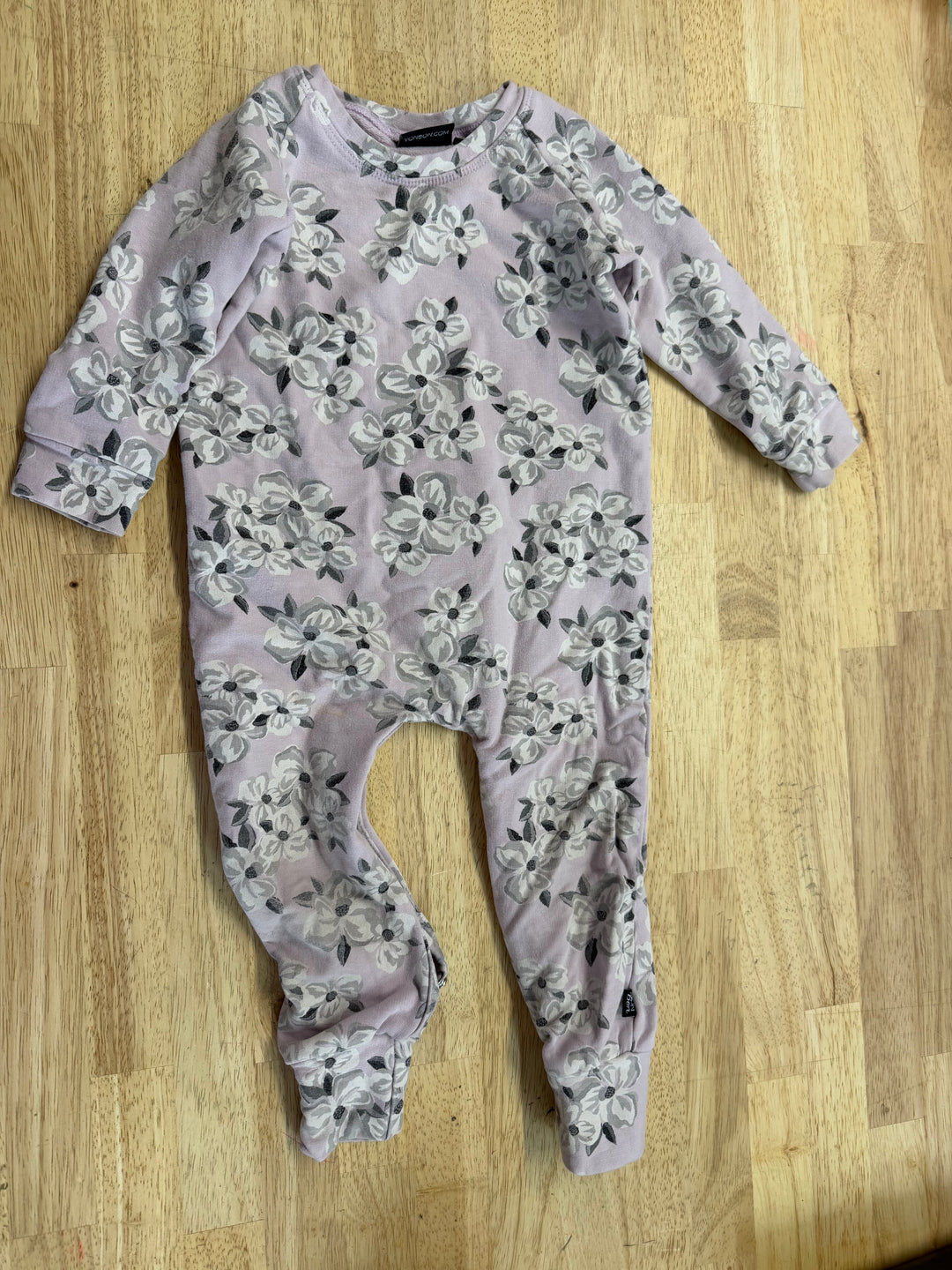Vonbon Terry One Piece Romper – 2T | Purple Floral Print