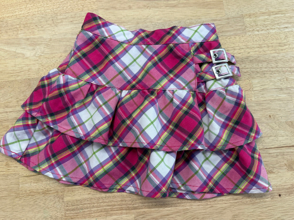 Children's Place Plaid Skort – 6 | Pink and Yellow | Buckle Detail