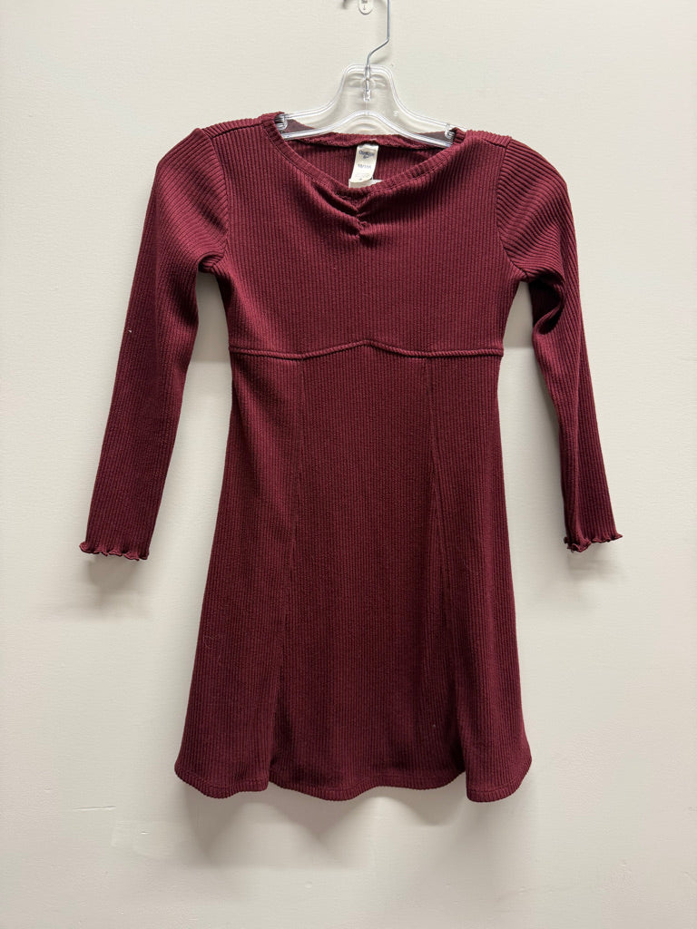 OshKosh Ribbed Maroon Long Sleeve Dress – 10