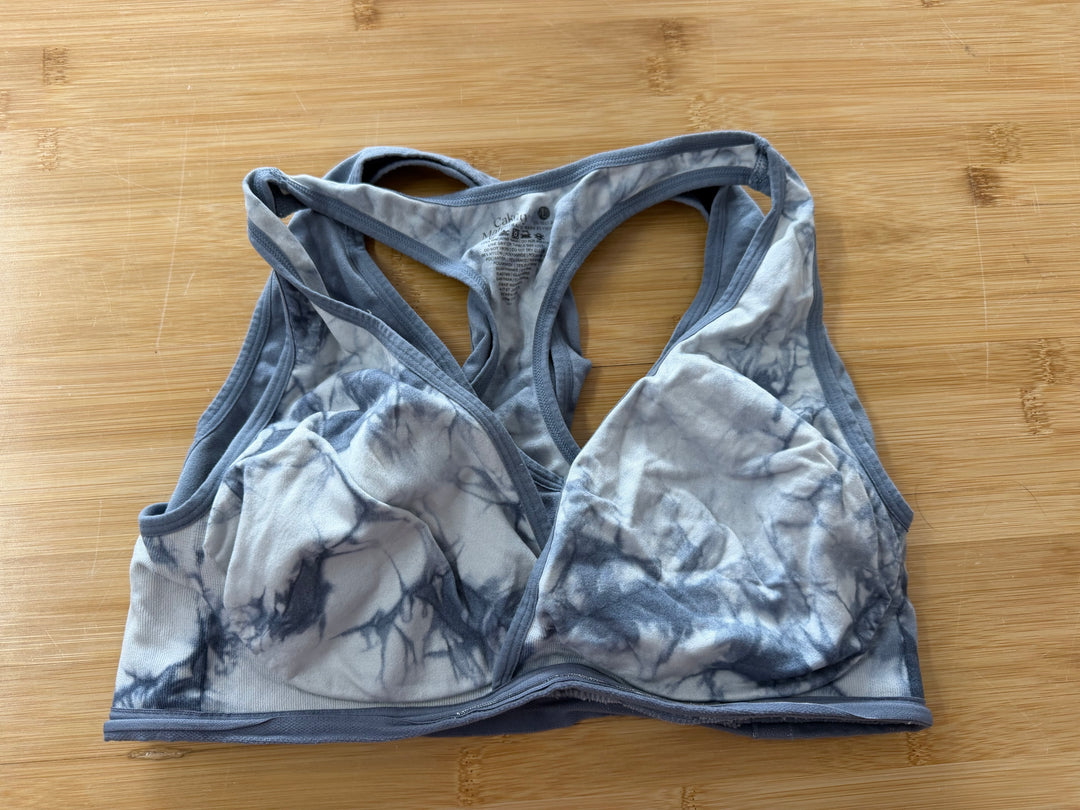 Cake Maternity Nursing Sports Bra – L | Racerback | Steel and White Tie-Dye