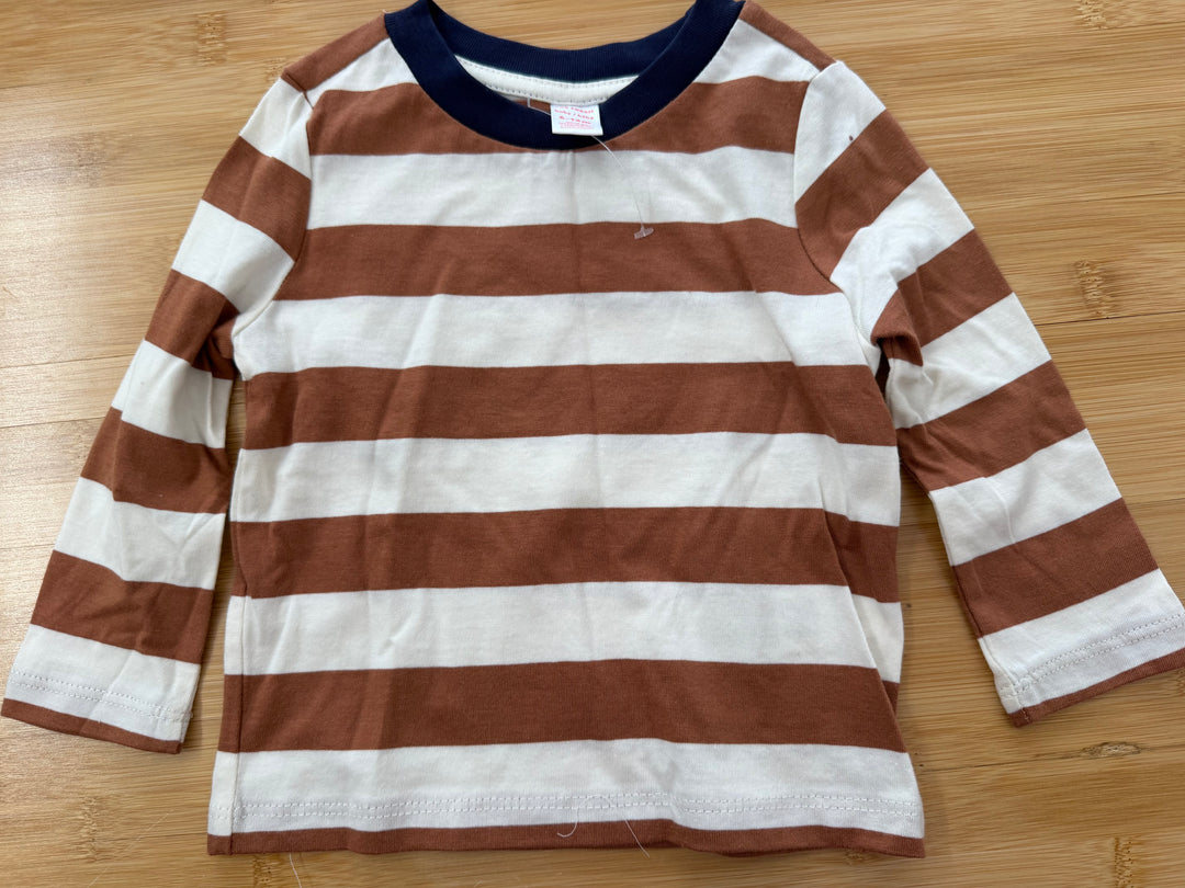 Joe Fresh Long Sleeve Shirt – 6–12M | Brown & White Stripe