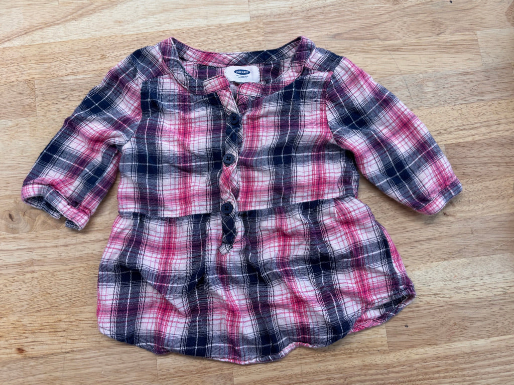 Old Navy Peplum Shirt – Size 2T (Pink/Blue Plaid)