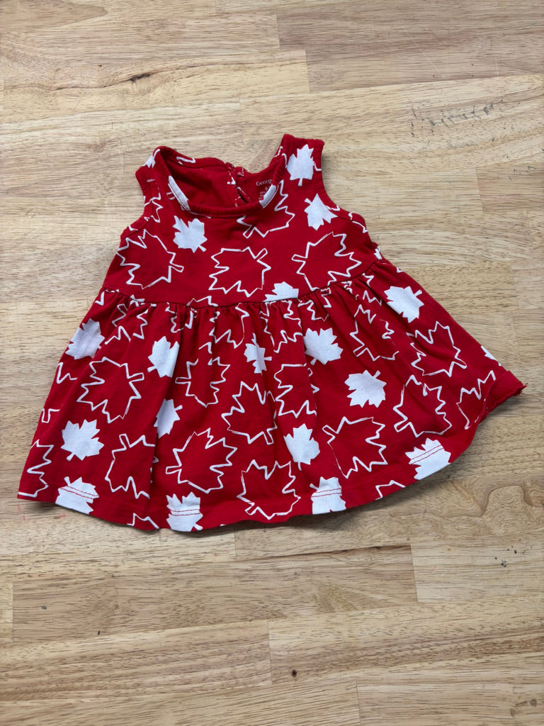 George Canada Day Maple Leaf Dress Red | Size 0–3M