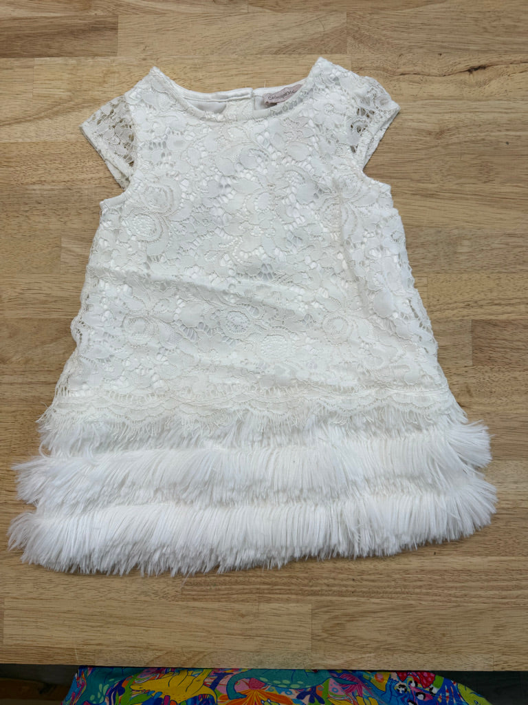 Catherine Malandrino Dress – 3T | White Lace Overlay Fringe Fluffy Hem