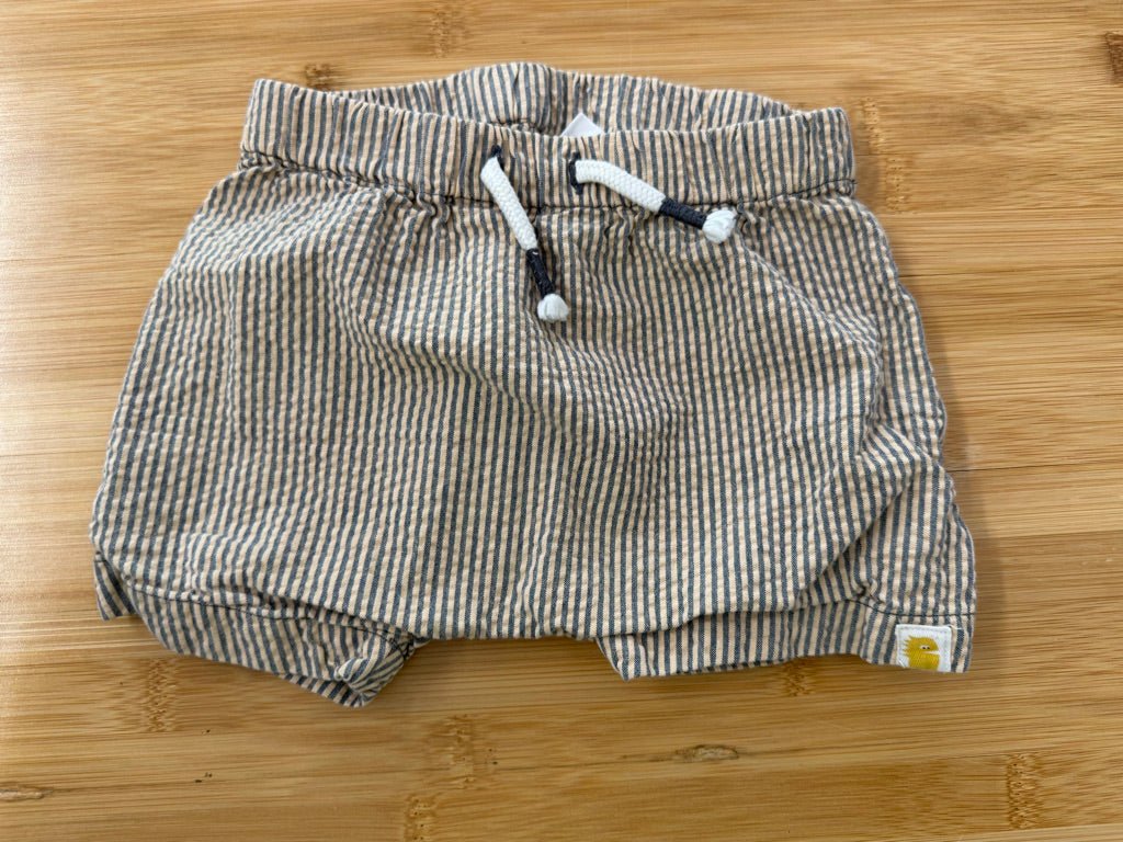 Rise Little Earthling Shorts – 6–9M | Yellow & Grey Stripe - Nest and Sprout-Consignment