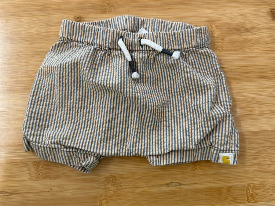 Rise Little Earthling Shorts – 6–9M | Yellow & Grey Stripe - Nest and Sprout-Consignment