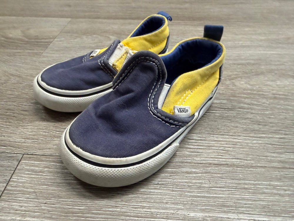 Vans Slip - On – Size 6 | Navy & Yellow Canvas - Nest and Sprout - Consignment