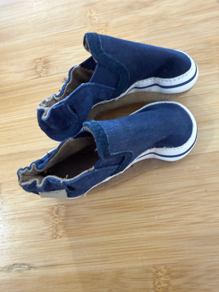 Robeez Blue Leather Slipper – 6–12M | Excellent