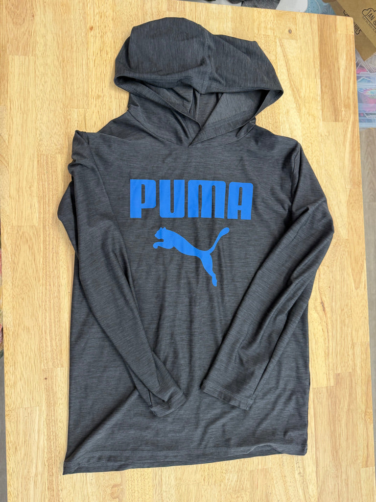 Puma Hooded Shirt – 10/12 | Black Bright Blue Logo